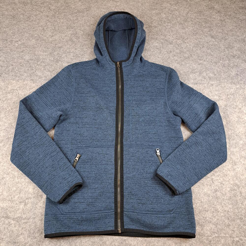 PrAna Jacket Mens Small Blue Hooded Full Zip Fleece Lined Hoodie Outdoors
